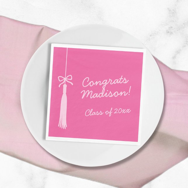Serviette En Papier Coquette Bow Grad Tassel Pink 2025 Graduation (Coquette Bow Grad Tassel Pink 2025 Graduation Napkins)