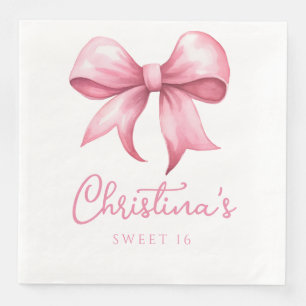 Serviette En Papier Coquette Bow rose Sweet 16