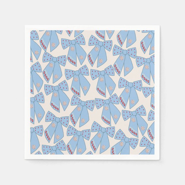 Serviette En Papier Coquette Bows Bleus (Devant)
