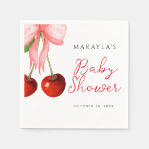 Serviette En Papier Coquette cerise sur le dessus bébé fille douche