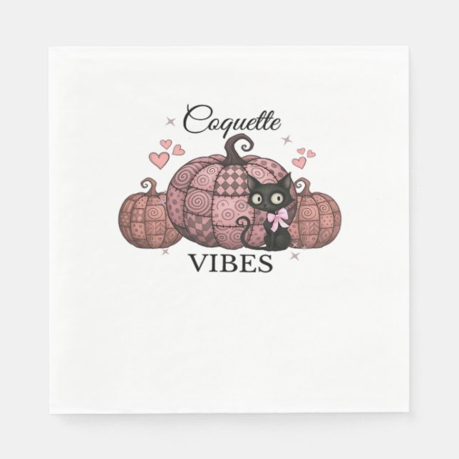 Serviette En Papier Coquette Citrouille rose Chat classique T-shirt (Devant)