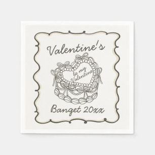 Serviette En Papier Coquette Coeur Coquette Beige Bow Valentins
