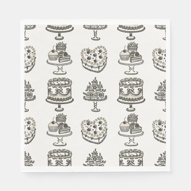 Serviette En Papier Coquette Coeur Coquette Beige Bow Valentins (Devant)