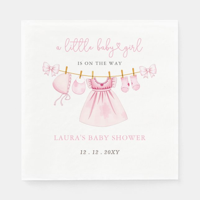 Serviette En Papier Coquette Coquette Bow Girl Baby shower (Devant)