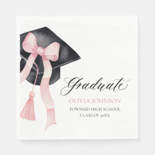 Serviette En Papier Coquette de chou rose moderne Diplômé