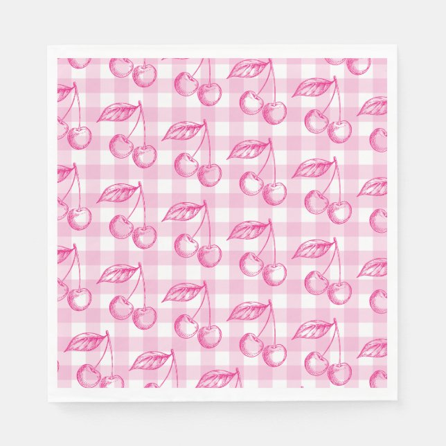 Serviette En Papier Coquette esthétique cerise rose (Devant)