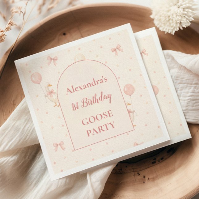 Serviette En Papier Coquette Goose 1st Birthday (Créateur téléchargé)