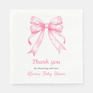 Serviette En Papier Coquette Pink Bow Retro Baby shower fille