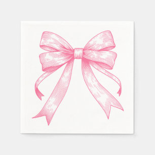 Serviette En Papier Coquette Pink Bow Retro Baby shower fille