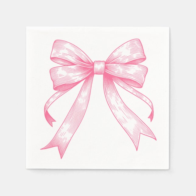 Serviette En Papier Coquette Pink Bow Retro Baby shower fille (Devant)