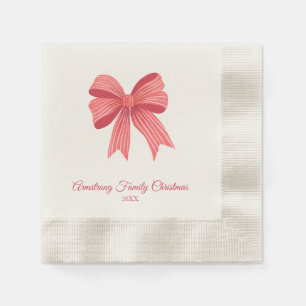 Serviette En Papier Coquette Preppy Red Bow Christmas Party Napkins