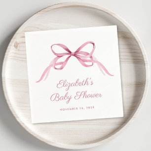 Serviette En Papier Coquette Rose Bow Baby Girl Douche