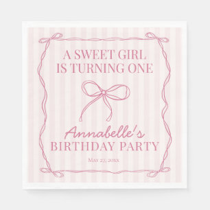 Serviette En Papier Coquette rose Bow Pastel Anniversaire de fête Dess