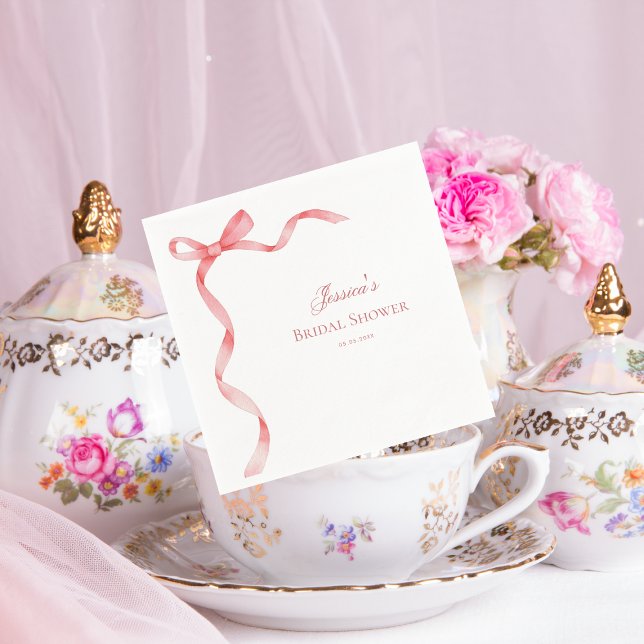 Serviette En Papier Coquette rose Fête des mariées française de ruban (Créateur téléchargé)