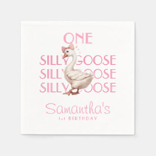Serviette En Papier Coquette rose une oie sotte fille 1er anniversaire