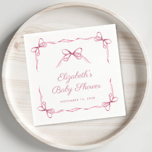 Serviette En Papier Coquette vintage Bows Rose Baby Girl Douche