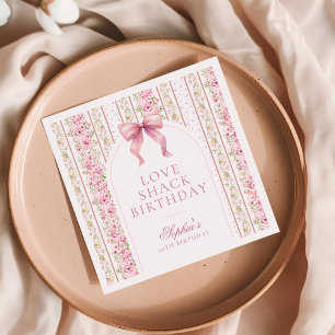 Serviette En Papier Coquette vintage Pink Bow Love Shack Anniversaire