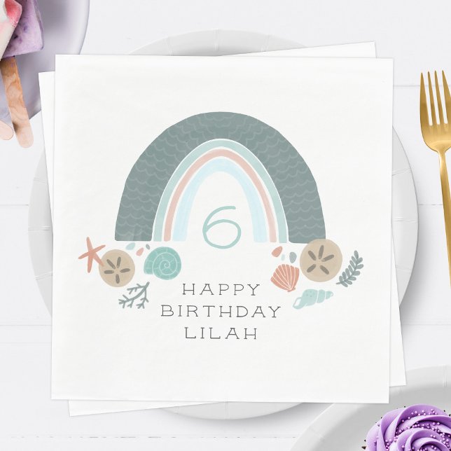 Serviette En Papier Coquillage Nautique Arc-En-Ciel Sous Le Sea Party (Créateur téléchargé)