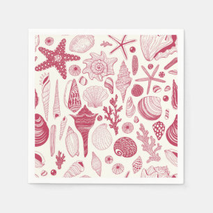 Serviette En Papier Coquillages à Viva Magenta - Couleur de l'année 20