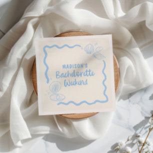 Serviette En Papier Coquillages et Cloches de Mariage Bleu Clair Dessi