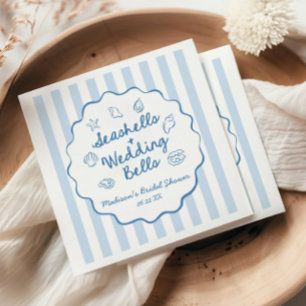 Serviette En Papier Coquillages et Cloches de Mariage Réception de Mar