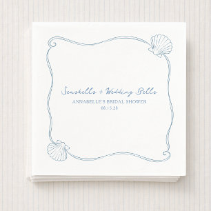 Serviette En Papier Coquillages et Cloches de Mariage Réception de Mar