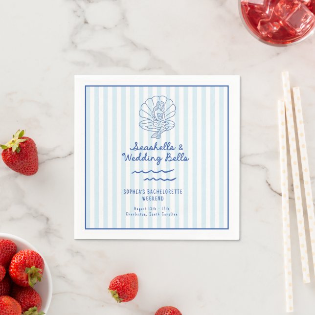 Serviette En Papier Coquillages et cloches Mariages Bachelorette (En situation)