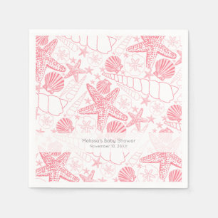 Serviette En Papier Coquillages roses Mariage ou fille Baby shower ser