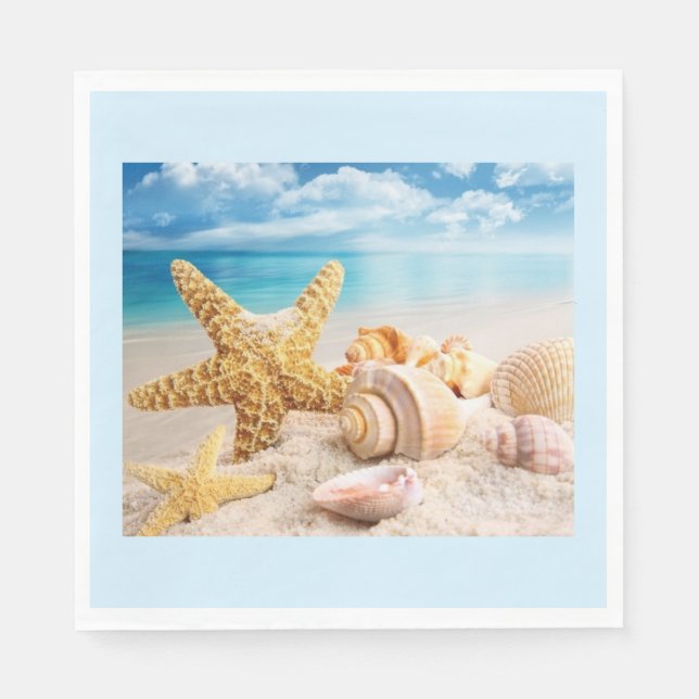 Serviette En Papier Coquillages sur les serviettes de plage (Devant)