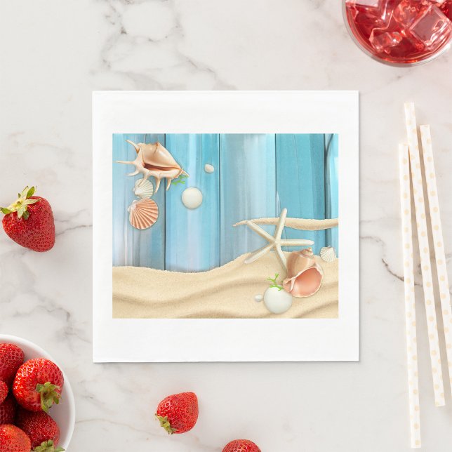 Serviette En Papier Coquillages Sur Sable (Créateur téléchargé)