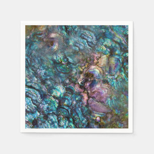 Serviette En Papier Coquille de mer arc-en-ciel iridescente d'ormeau d