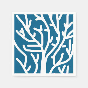 Serviette En Papier Corail blanc sur la vie aquatique bleue