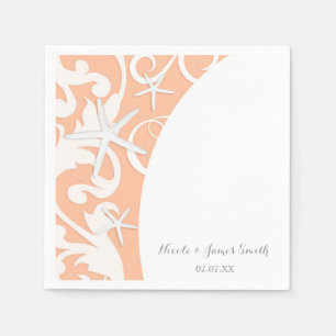 Serviette En Papier Corail étoile blanche Plage Mariage élégant