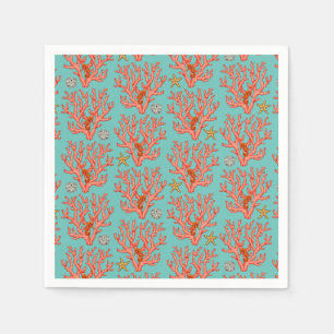 Serviette En Papier Corail marin avec des créatures marines