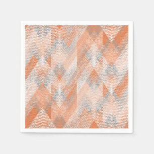 Serviette En Papier Corail, orange, beige, gris texturé zigzag.