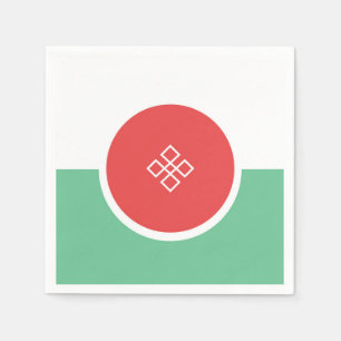 Serviette En Papier Corail rond rose et vert menthe d'aqua