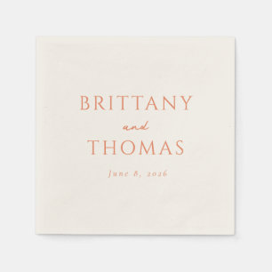 Serviette En Papier Corail Sophistiqué Minimaliste Typographique