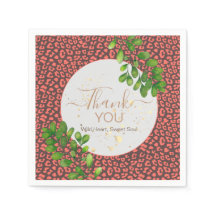 Coral Brown Leopard Print Thank You