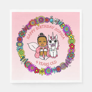 Serviette En Papier Coral Fairy and Unicorn American Fairy