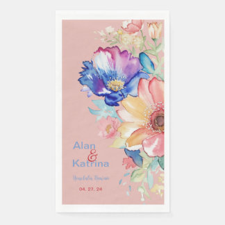 Serviette En Papier Coral Rose Foncé Fleur Sauvage Floral 