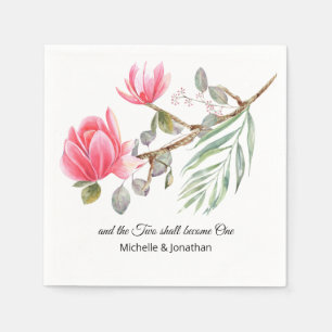 Serviette En Papier Coral rose Magnolia Floral Inspiration Mariage