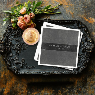 Serviette En Papier Corbeau noir gothique et Mariage Rose noir
