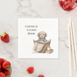 Serviette En Papier Corbeille pour chien 'Café & Un bon livre'