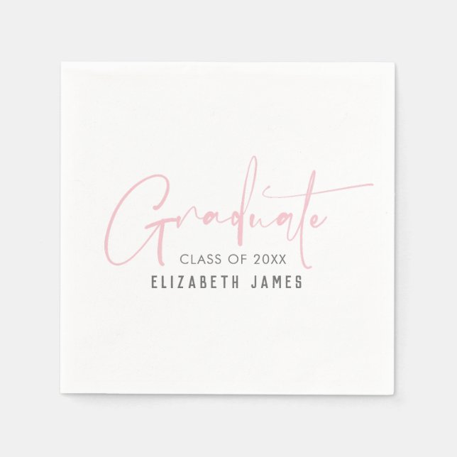 Serviette En Papier Corbeille rose pâle Lettres Graduation serviettes (Devant)