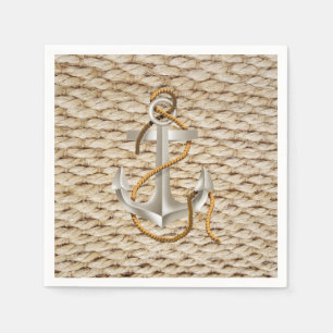 Serviette En Papier Corde nautique et Ancre