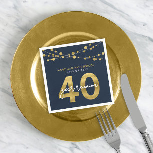 Serviette En Papier Cordes bleues de lumière 40 ans Classe Réunion