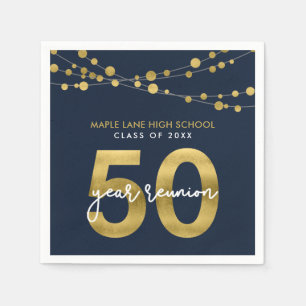 Serviette En Papier Cordes bleues de lumières 50 Année Classe Réunion