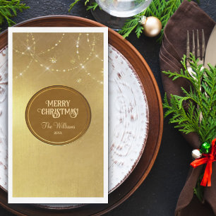 Serviette En Papier Cordes d'or Snowflakes Gold Metallic