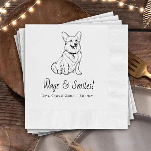 Serviette En Papier Corgi Animaux Mariage de dessin main personnalisée