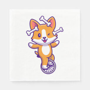 Serviette En Papier Corgi Chien Circus mignon avec os